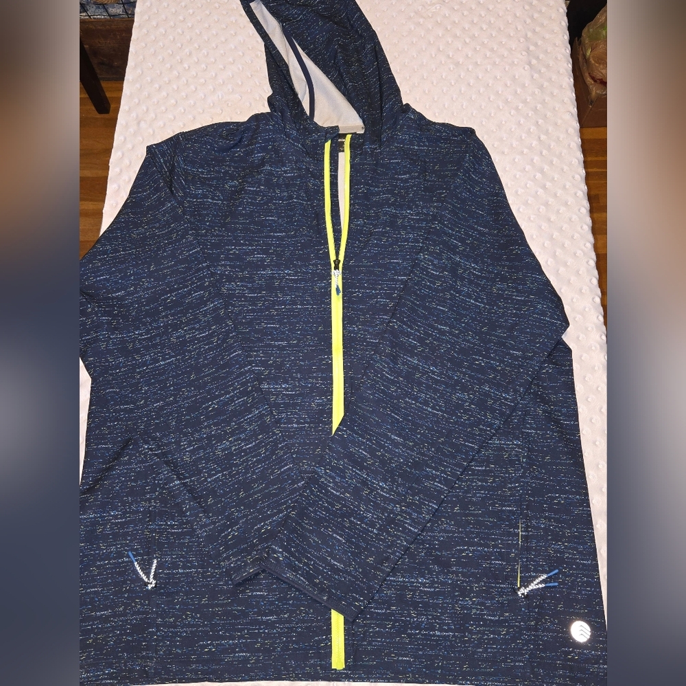 Solaris Mens Large Navy &‎ Yellow Windbreaker Jacket Lined